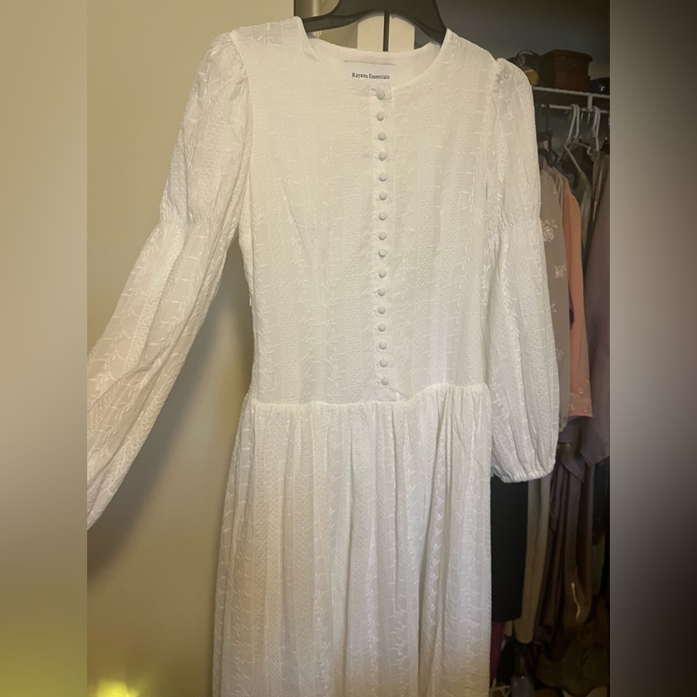 Rayans Essentials wildflower white drop waist dress